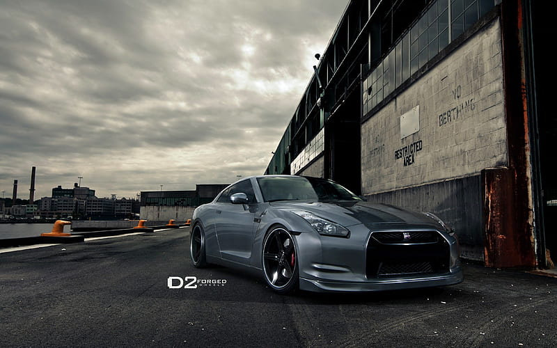 Nissan GT-R, supercars, stance, gray GT-R, R35, tuning, japanese cars, Nissan, HD wallpaper