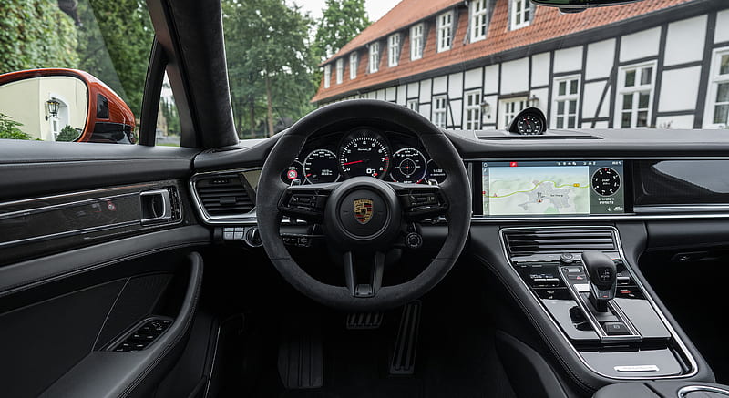2021 Porsche Panamera Turbo S Sport Turismo (Color: Papaya Metallic) - Interior, Cockpit , car, HD wallpaper