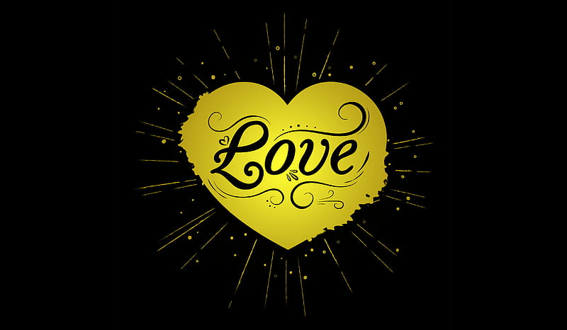 yellow heart, love, letter, Others, HD wallpaper