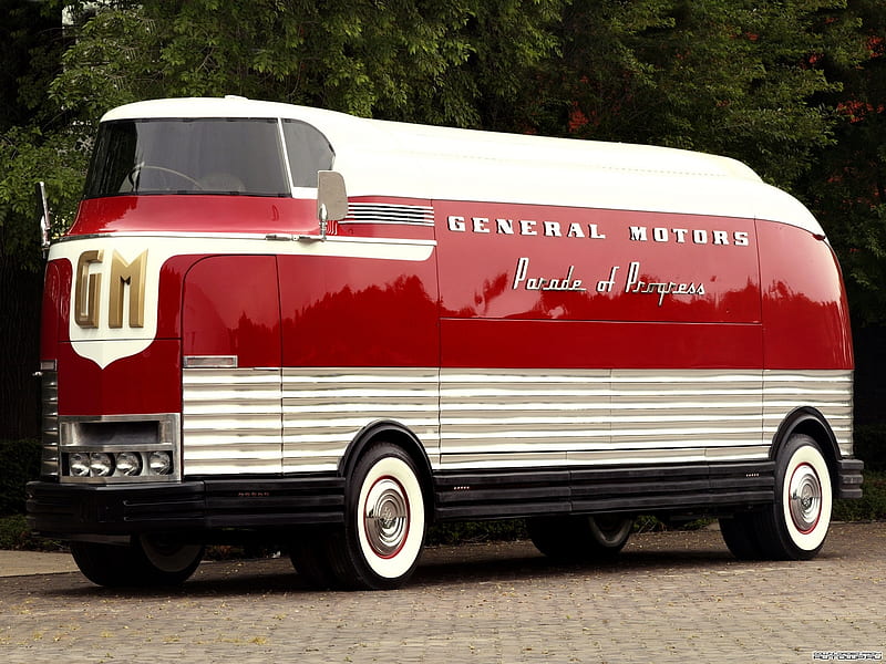 1939 GMC Futurliner, red, transport, motorhome, parade of progress, bus, HD wallpaper