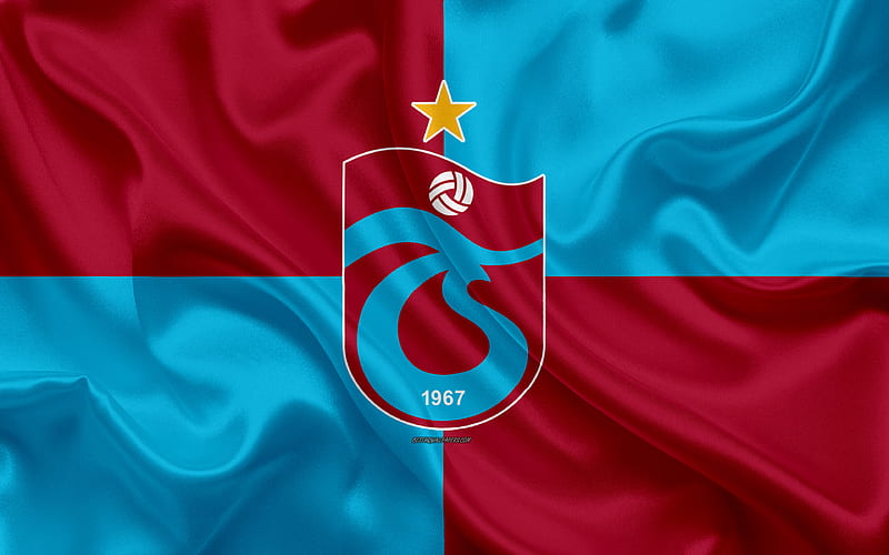 Trabzonspor, blue burgundy silk flag, logo, Turkish football club, art, emblem, silk texture, Trabzon, Turkey, HD wallpaper