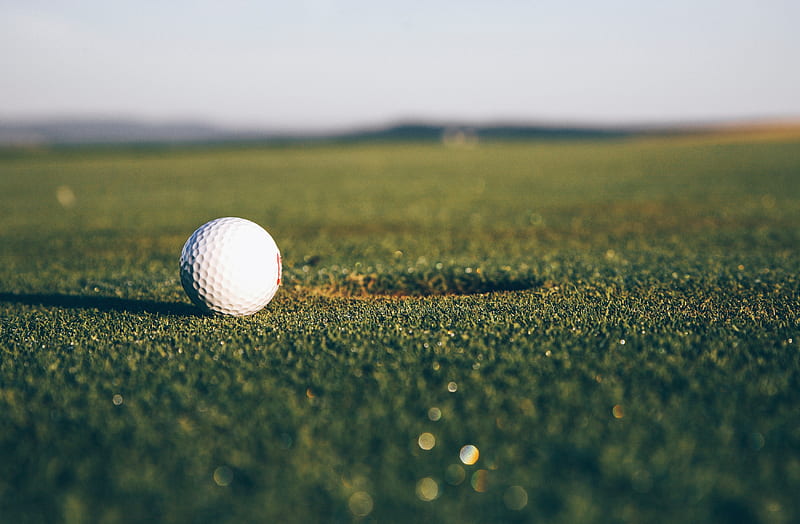 golf, ball, hole, lawn, HD wallpaper