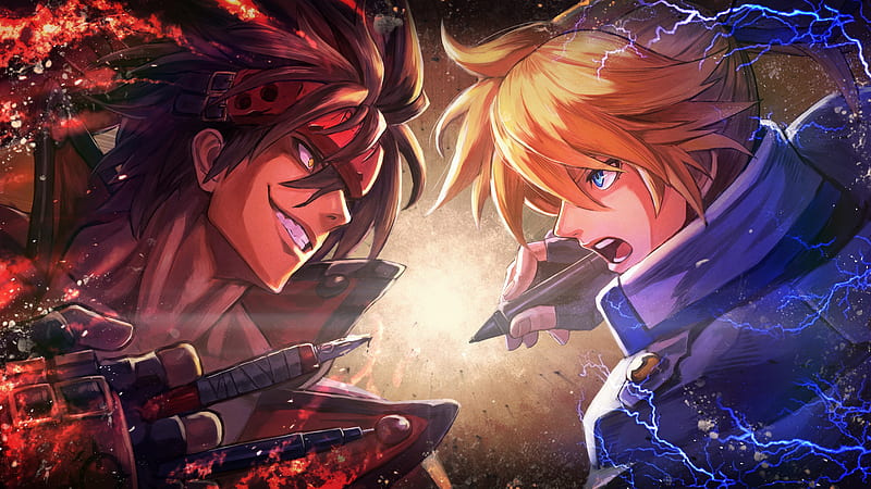 sol badguy, guilty gear xrd, ky kiske, anime games, fight, Anime, HD wallpaper