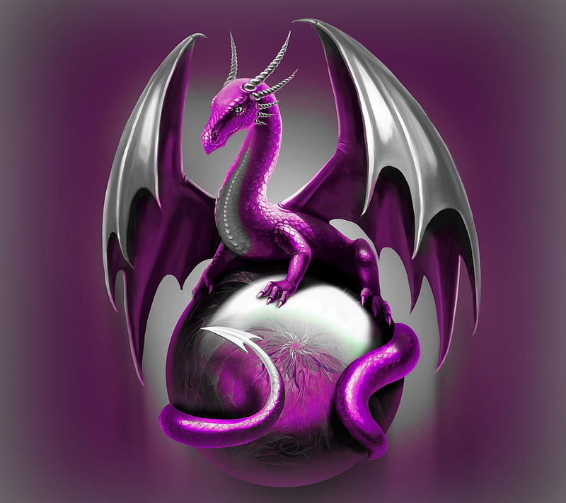 Dragon, abstract, art, purple, HD wallpaper