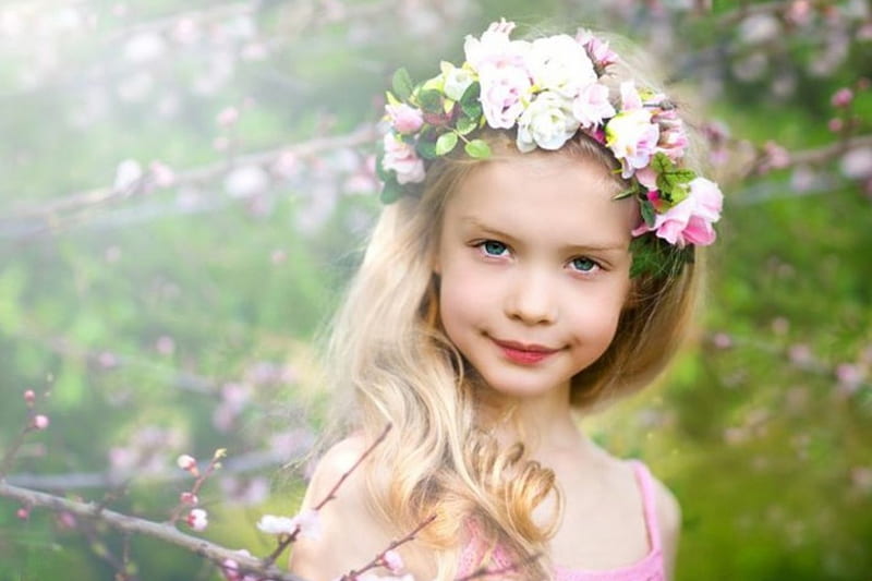 Baby Angel, angel, with flowers, blonde, beauty, baby, gorgeous, HD ...