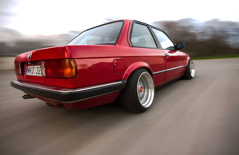 BMW E30 Old Sport Car, bmw-e30, carros, red, HD wallpaper