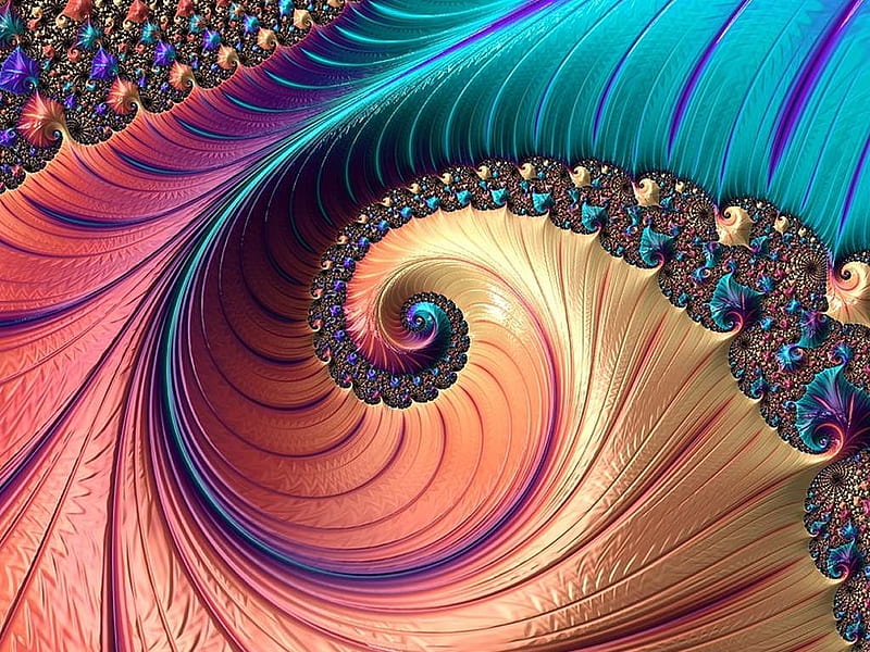 A Swirl of Turquoise, Pretty, Fractal, Swirl, Beautiful Colors, HD wallpaper