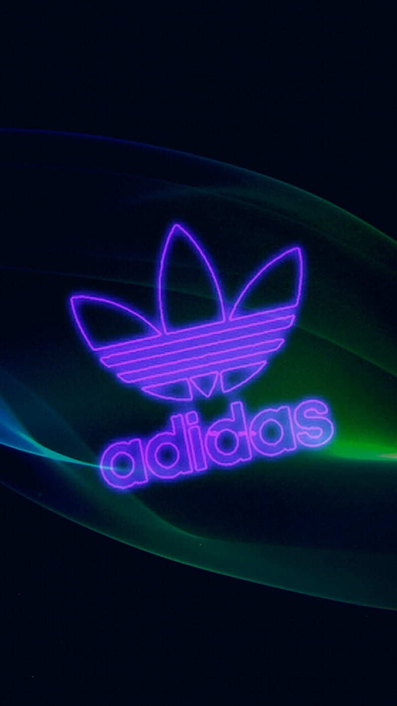 Neon adidas logo, brands, galaxy, green, logos, HD phone wallpaper