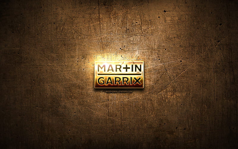 Martin Garrix golden logo, music stars, brown metal background, creative, Martin Garrix logo, name logo, Martin Garrix, HD wallpaper