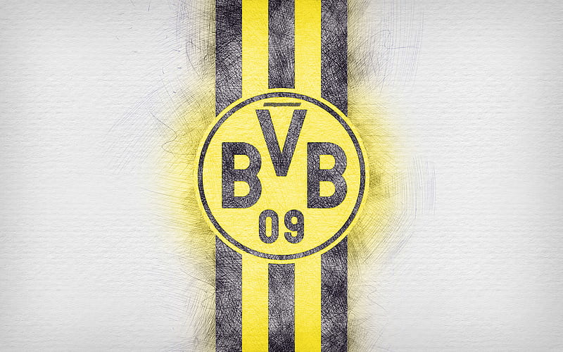 Borussia Dortmund, drawing logo, Bundesliga, BVB, artwork, Germany, FC Borussia Dortmund, soccer, football, Borussia Dortmund FC, HD wallpaper