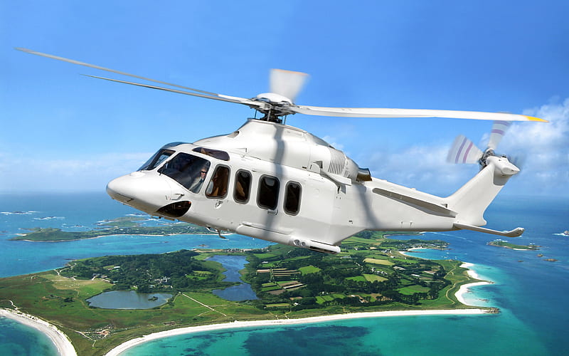 AgustaWestland AW139 white helicopter, civil aviation, artwork, passenger helicopters, AW139, AgustaWestland, HD wallpaper