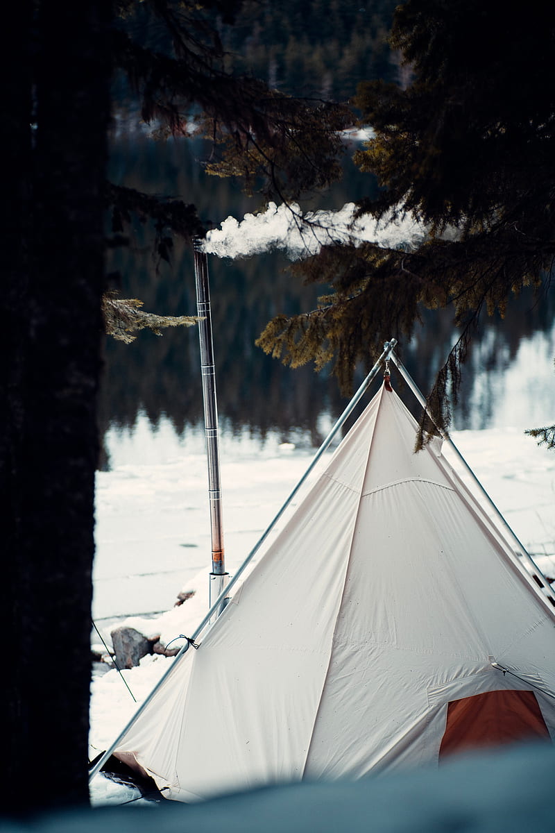 tent, smoke, camping, nature, HD phone wallpaper