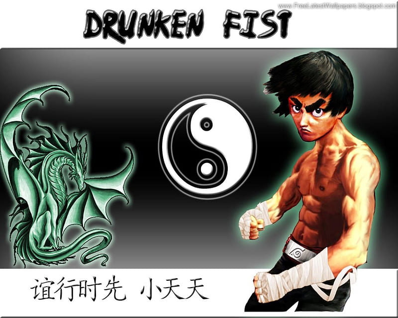 Drunken Fist Lee, yin yang, naruto, anime, dragon, lee, HD wallpaper