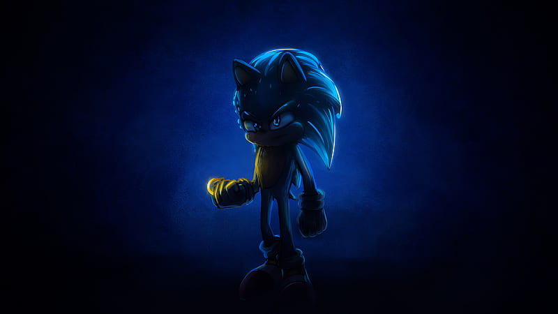 Shadow the Hedgehog, minimalism, Sonic The Hedgehog, poster, 2020 movie,  blue backgrounds, HD wallpaper
