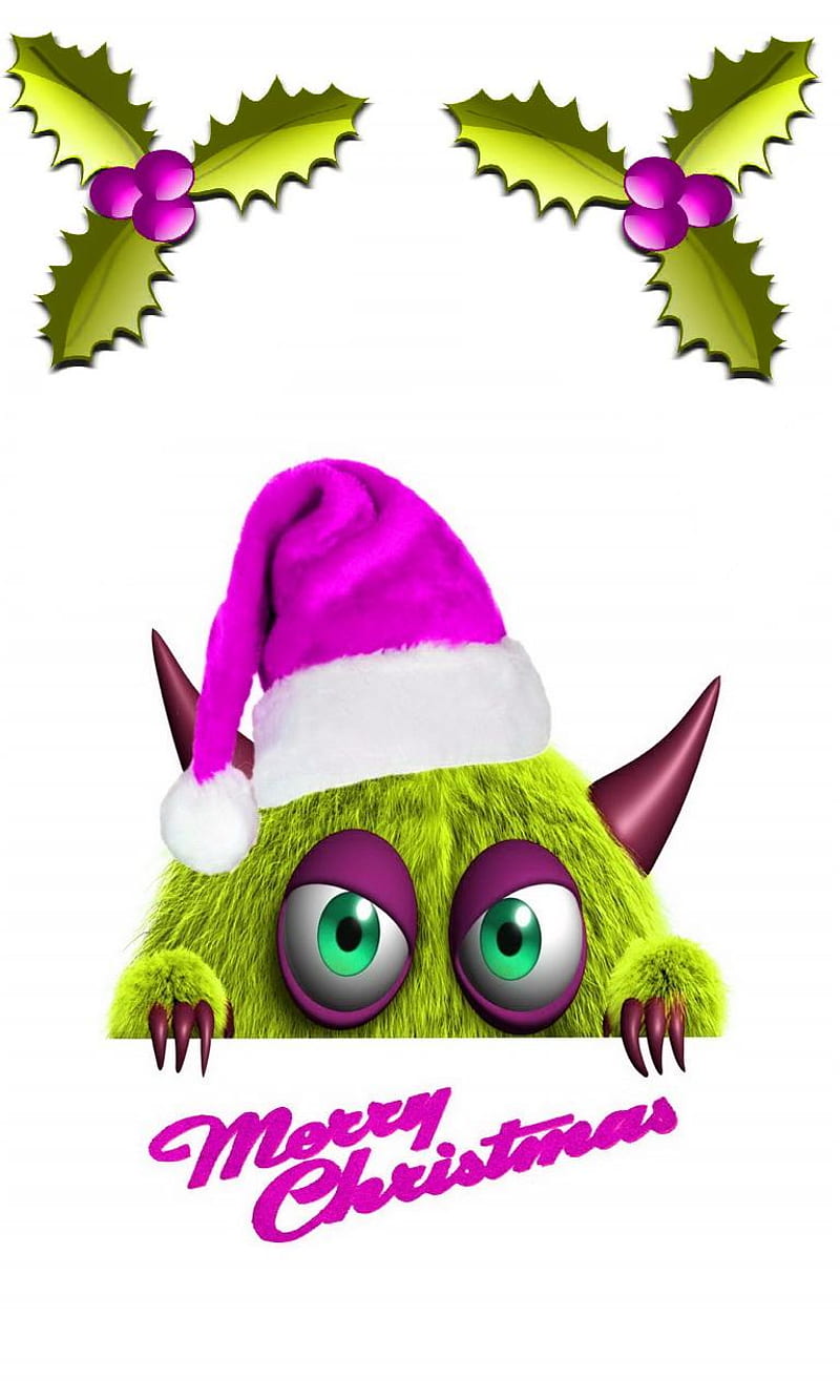 Christmas Monster, background, cool cute, green monster, HD phone wallpaper