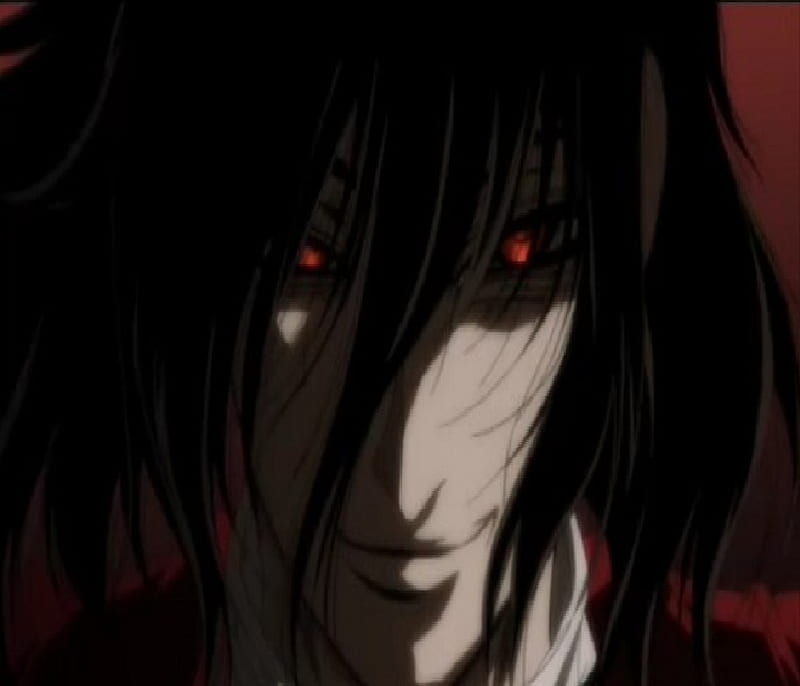 Wallpaper look, smile, shadow, vampire, Hellsing, Hellsing for