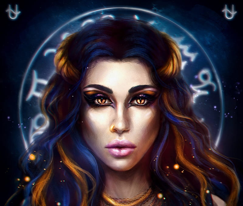 Zodiac ~ Ophiuchus, face, girl, daria ridel, fantasy, ophiuchus, zodiac, HD wallpaper