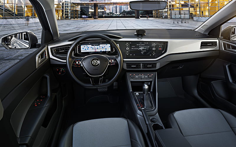 Volkswagen Polo, 2019 interior, view inside, new Polo, sedan, German cars, Volkswagen, HD wallpaper