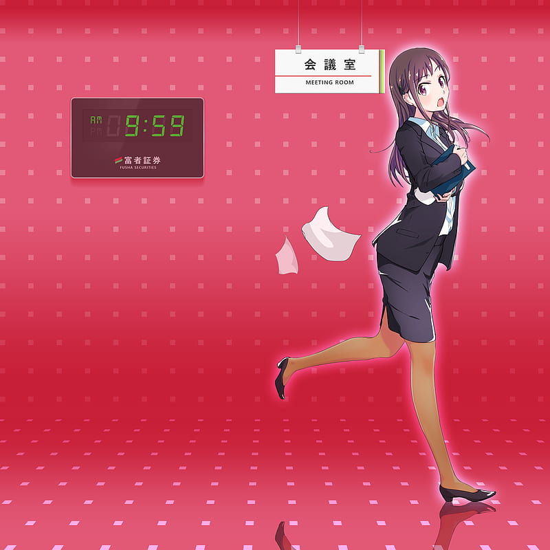 office girl, meeting room, running, HD phone wallpaper