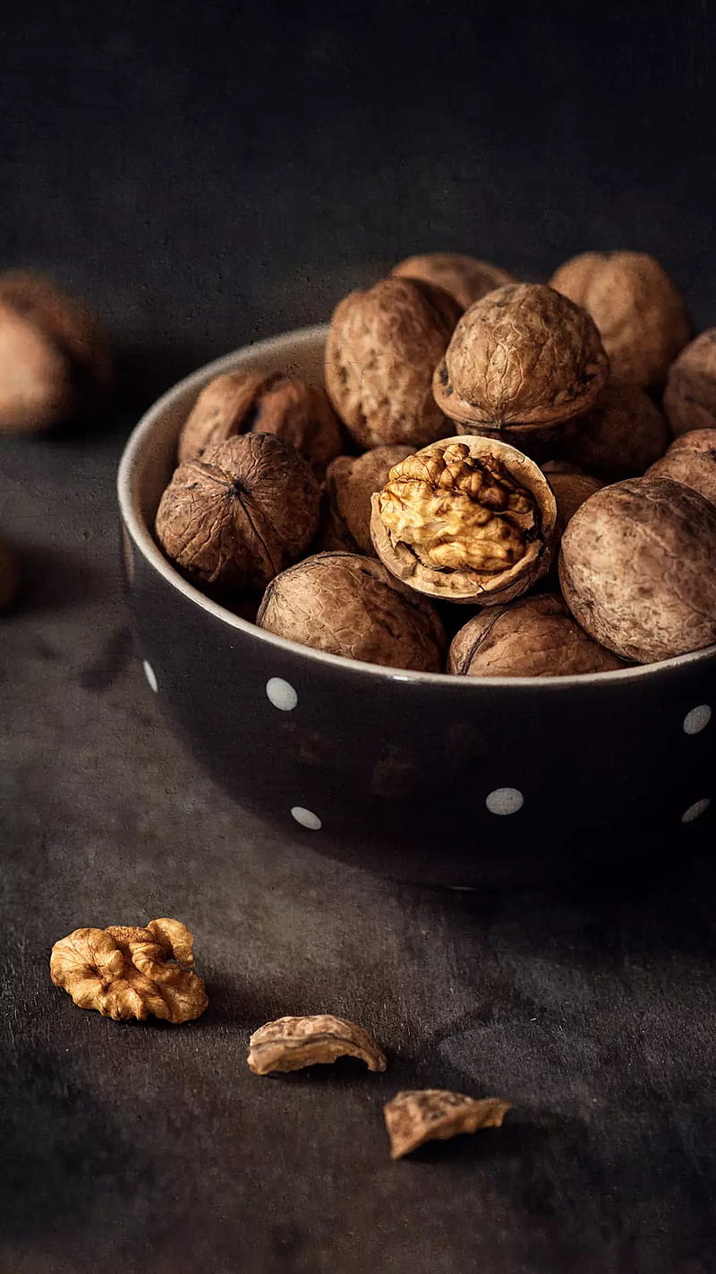 Closeup walnut, coffee, cookies, cup, food, good, good mornig, good morning, morning, HD phone wallpaper