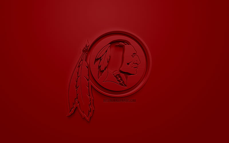 Washington Redskins, American football club, creative 3D logo, red background, 3d emblem, NFL, Washington, USA, National Football League, 3d art, American football, 3d logo, HD wallpaper
