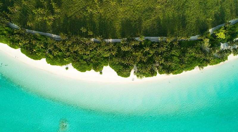 beach, Nature Ultra, Nature, beach, View, Water, Sand, Aerial Drone, bluewater, crystalclearwater, HD wallpaper