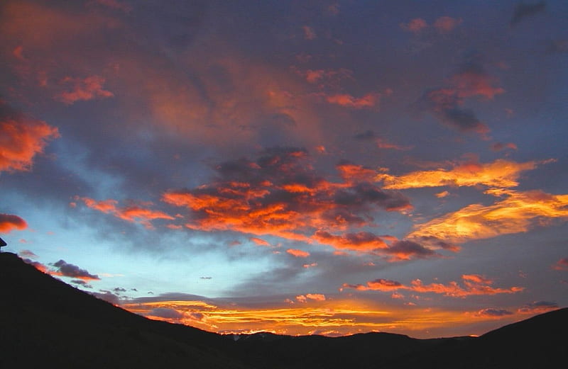 Beneath the Sunrise, mountains, sunrise, morning, clouds, sky, HD wallpaper