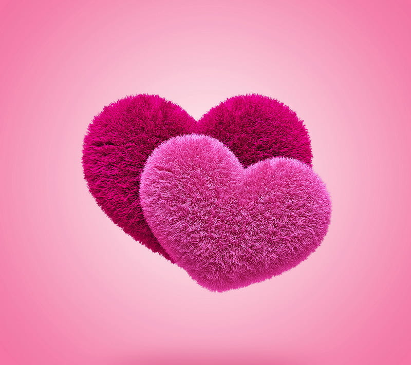 Fluffy Hearts, fluffy, heart, love, pink, romantic, valentine, HD wallpaper