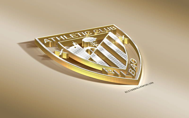 Athletic Bilbao, Spanish football club, golden silver logo, Bilbao, Spain, La Liga, 3d golden emblem, creative 3d art, football, LaLiga, HD wallpaper