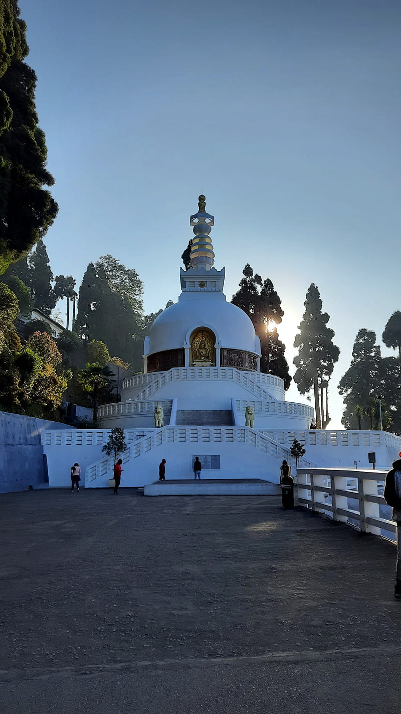 Peace Pagoda 2, darjeeling, green, hill, hills, japanese temple, mountains, peace pagoda, HD phone wallpaper