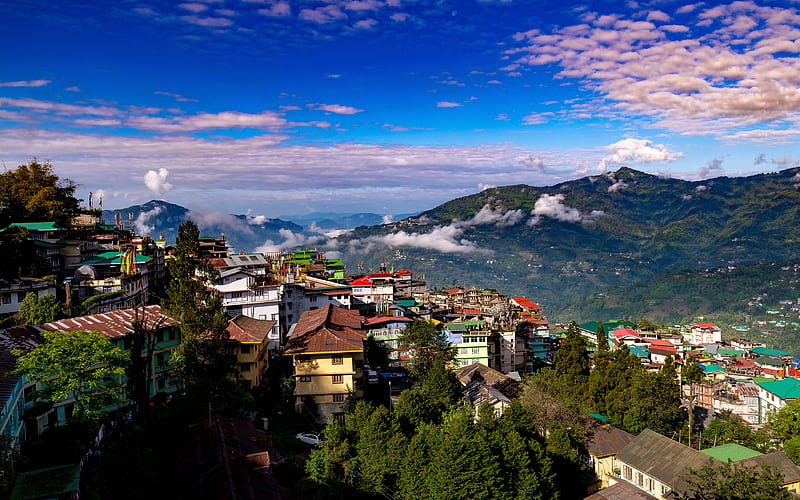 Gangtok mountains, cityscapes, Indian cities, Sikkim, India, Asia, HD wallpaper