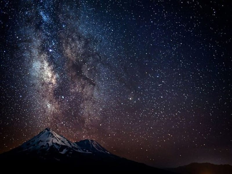 Milky way over mountain, Stars, Mountain, Night, Milky way, HD wallpaper