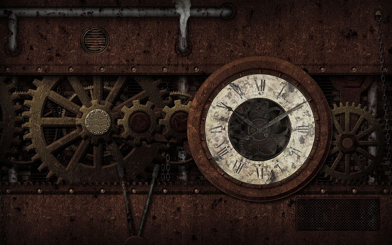 Two Steampunk Clocks with Gears Wall Clock by blackmoon9
