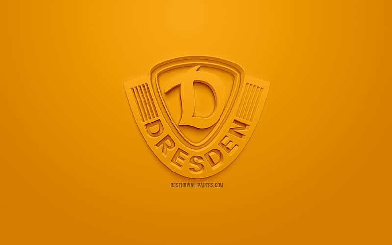 SG Dynamo Dresden, creative 3D logo, yellow background, 3d emblem, German football club, Bundesliga 2, Dresden, Germany, 3d art, football, stylish 3d logo, HD wallpaper