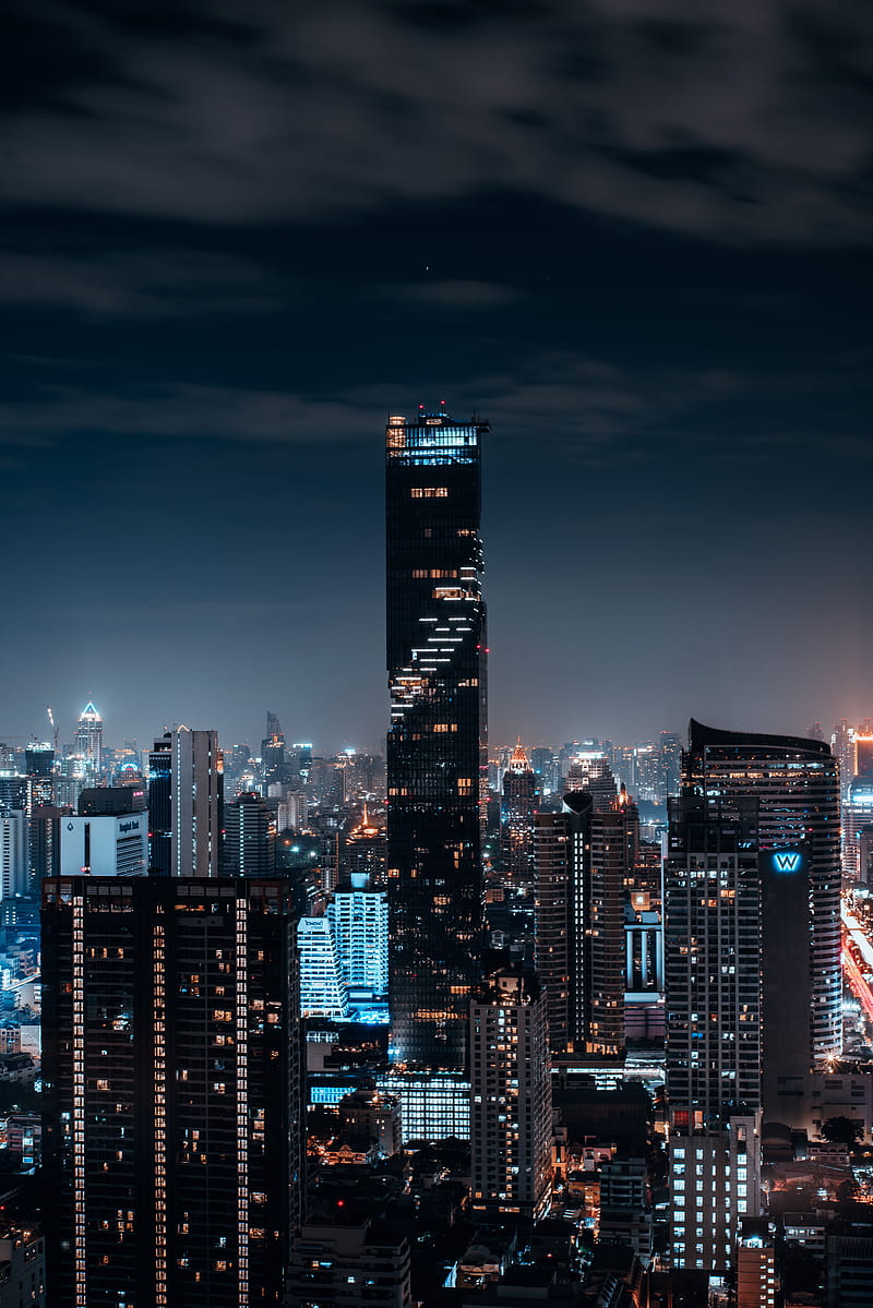 night city, buildings, aerial view, architecture, metropolis, HD phone wallpaper