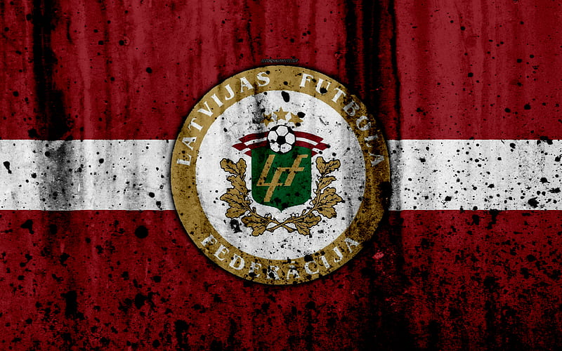 Latvia national football team logo, grunge, Europe, football, stone texture, soccer, Latvia, European national teams, HD wallpaper