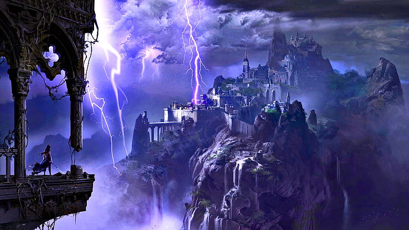 Tempest Citadel, CGI, fantasy, warrior, 3D, dark, magic, HD wallpaper