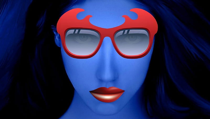 LADY BLUE, hop, Red, Cartoon, Woman, Blue, Xperia Z2, HD wallpaper