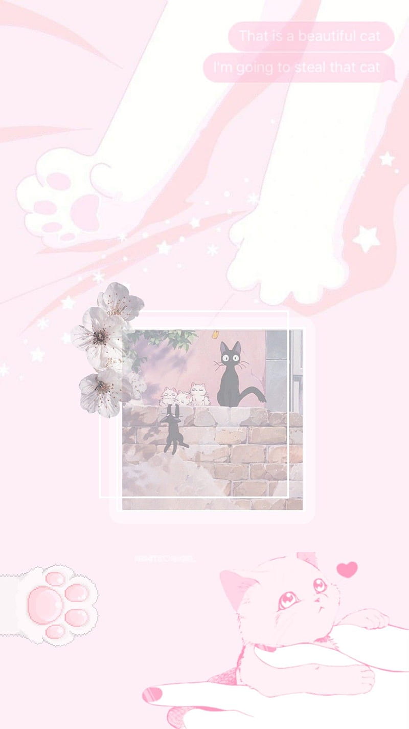 Cat . Pastel pink , Pink anime, Pink kawaii, Aesthetic Anime Cat, HD phone wallpaper