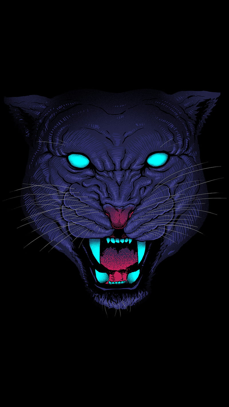 Electric Panther, Digital, animal, black, desenho, fantasy, glow,  illustration, HD phone wallpaper | Peakpx