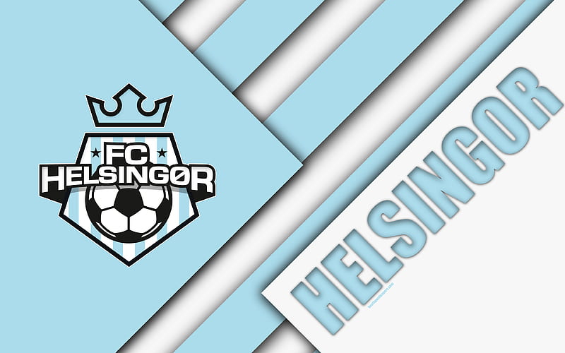 Helsingor FC white blue abstraction, material design, logo, Danish football club, Helsingor, Denmark, Danish Superliga, football, HD wallpaper
