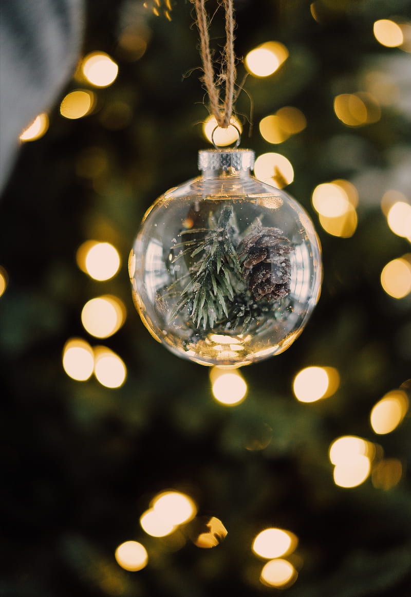 ball, decoration, glare, christmas, new year, holiday, HD phone wallpaper