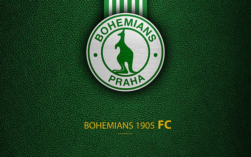 Bohemians 1905, FC Czech football club, logo, emblem, leather texture, Prague, Czech Republic, football, 1 Liga, Czech Football Championship, HD wallpaper