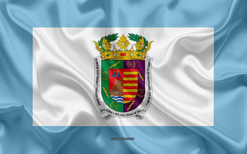 Malaga Flag silk texture, silk flag, Spanish province, Malaga, Spain, Europe, Flag of Malaga, flags of Spanish provinces, HD wallpaper