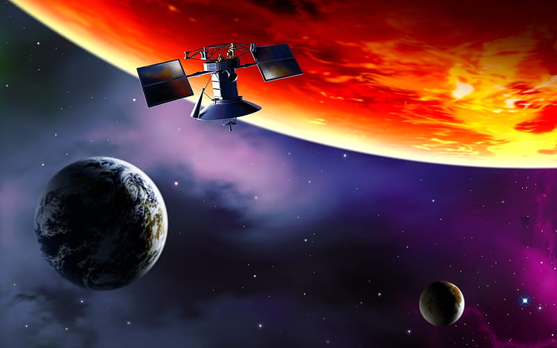22 Cosmic space CG illustrator-Earth satellite, HD wallpaper