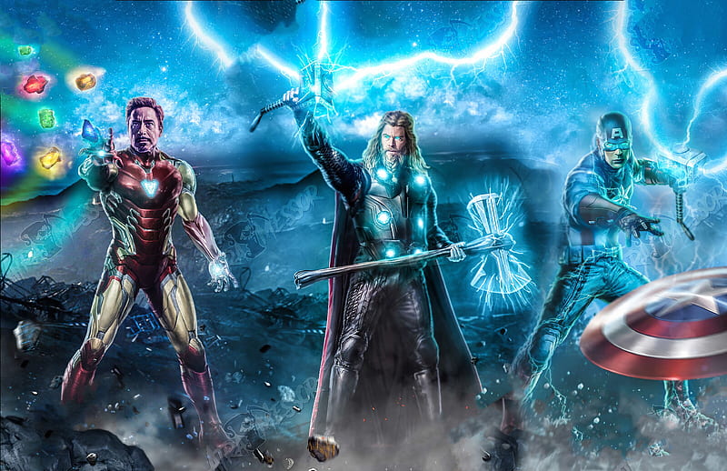 The Trinity 2020, iron-man, thor, captain-america, superheroes, artwork, art, HD wallpaper