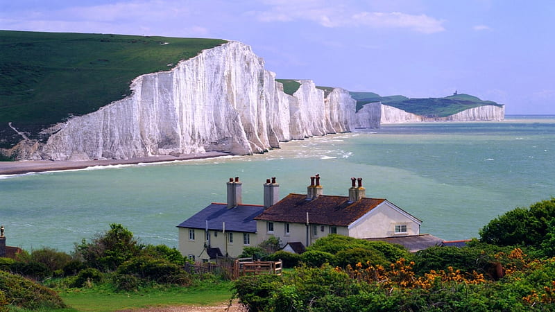 Seven Sisters in Sussex England, Chalk cliffs, Southern England, Seven Sisters Country Park, Seven Sisters, HD wallpaper