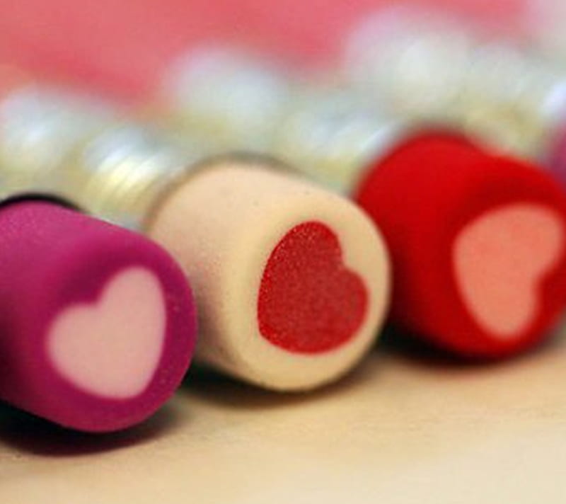 Heart Erasers, red, HD wallpaper