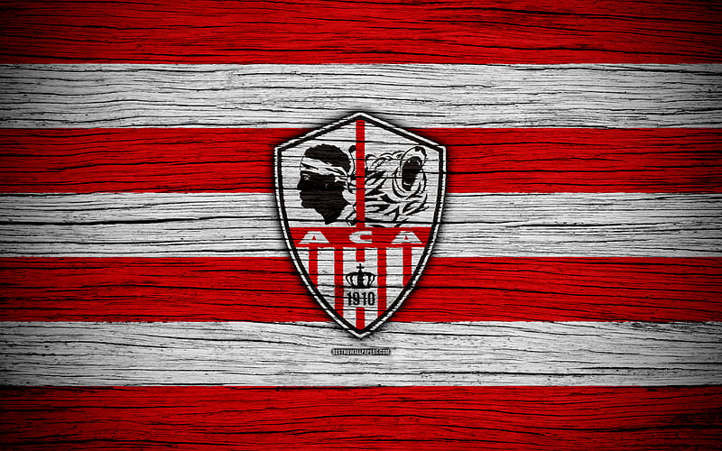 Ajaccio FC Ligue 2, football, new logo, wooden texture, France, AC Ajaccio, soccer, football club, Liga 2, FC Ajaccio, HD wallpaper