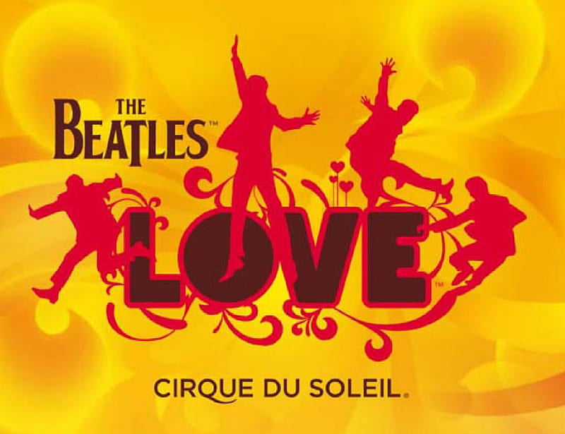 The Beatles Love , poster, yellow, red, large, HD wallpaper